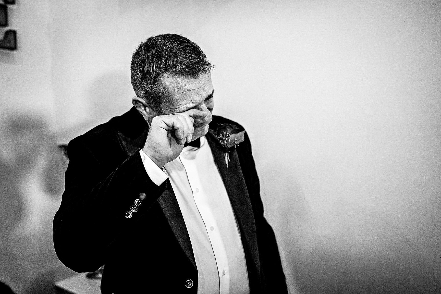 Dad wipes a tear Natural Wedding Photography