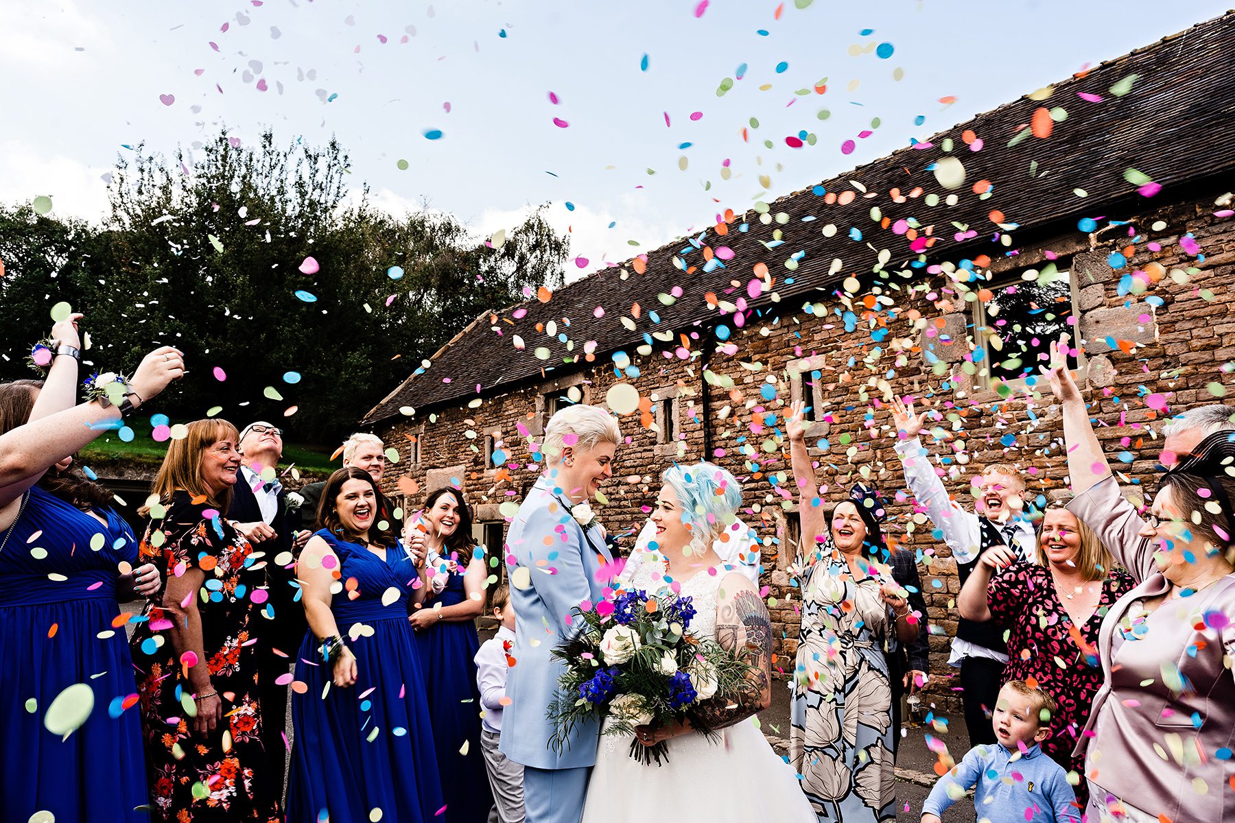 Confetti photography at a Wedding in Staffordshire
