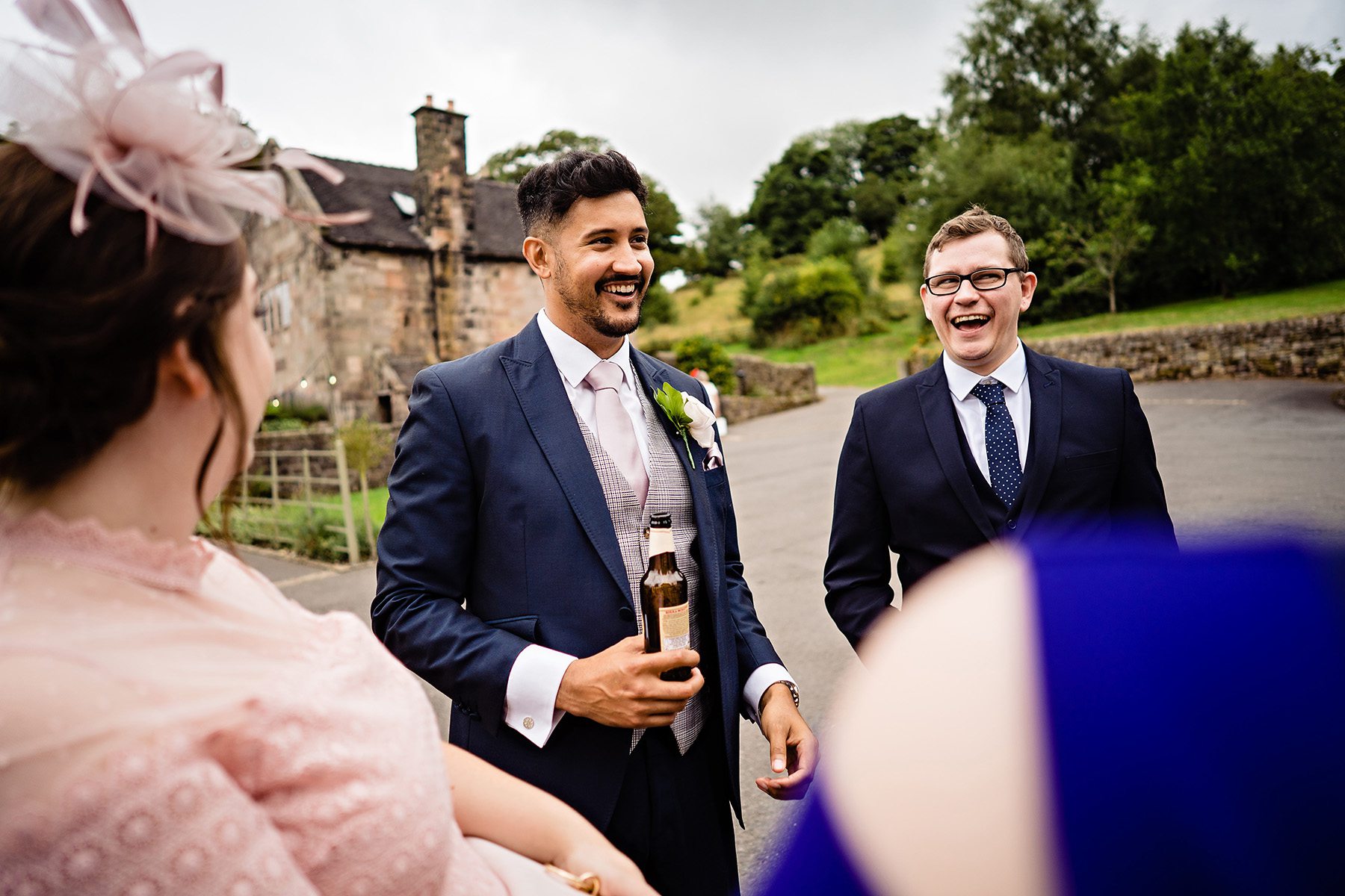 guests meeting the groom at the Ashes Barns